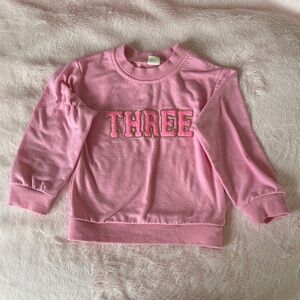 3 for 12 💗 Charming Pink Kids Sweatshirt with 'THREE' Design